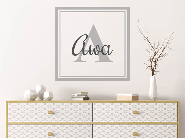 Wandtattoo Awa als eckiges Monogramm