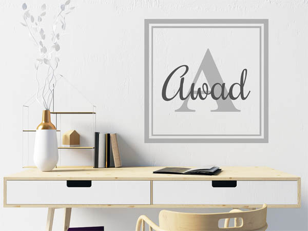 Wandtattoo Awad als eckiges Monogramm
