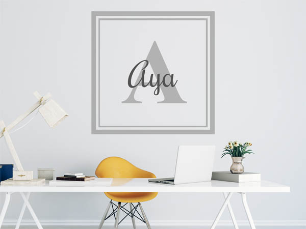 Wandtattoo Aya als eckiges Monogramm