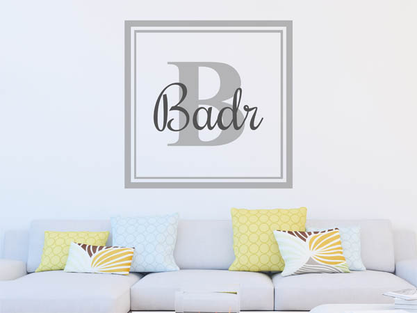 Wandtattoo Badr als eckiges Monogramm