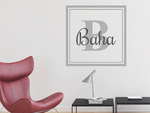 Wandtattoo Baha als eckiges Monogramm