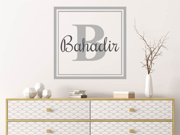 Wandtattoo Bahadir als eckiges Monogramm