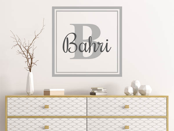 Wandtattoo Bahri als eckiges Monogramm