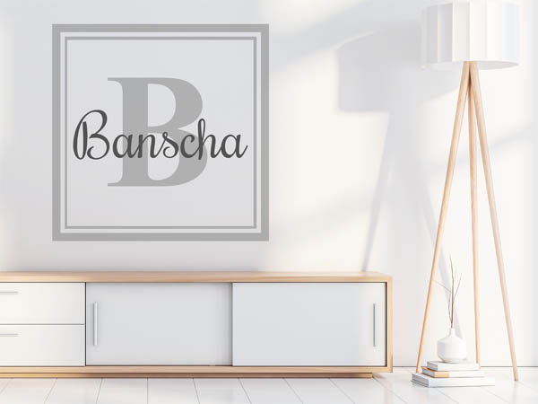 Wandtattoo Banscha als eckiges Monogramm