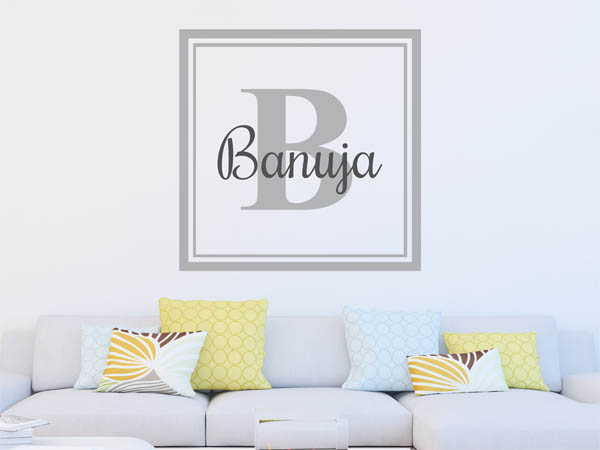 Wandtattoo Banuja als eckiges Monogramm