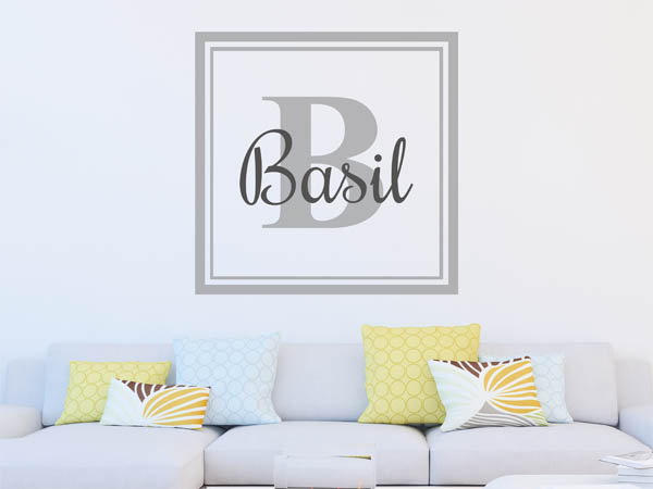 Wandtattoo Basil als eckiges Monogramm