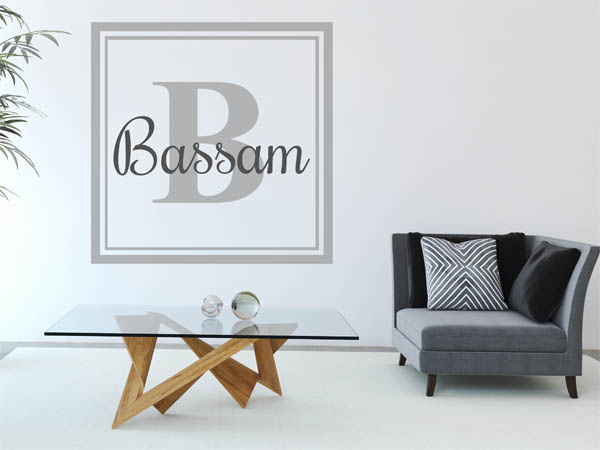 Wandtattoo Bassam als eckiges Monogramm