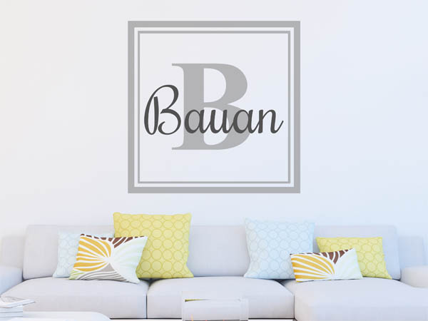 Wandtattoo Bauan als eckiges Monogramm