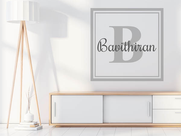 Wandtattoo Bavithiran als eckiges Monogramm