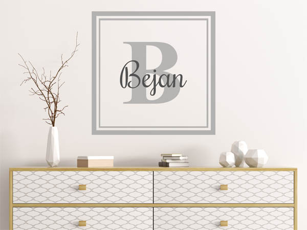 Wandtattoo Bejan als eckiges Monogramm