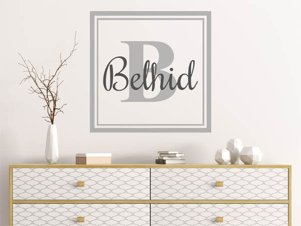 Wandtattoo Belhid als eckiges Monogramm