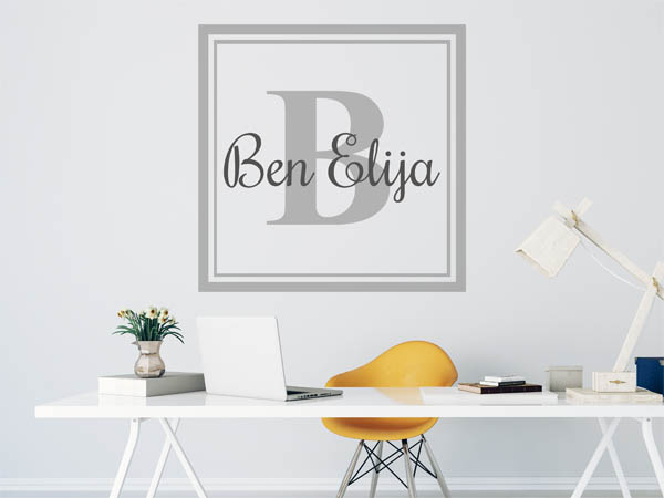 Wandtattoo Ben Elija als eckiges Monogramm