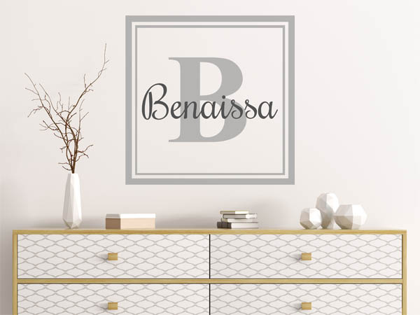 Wandtattoo Benaissa als eckiges Monogramm