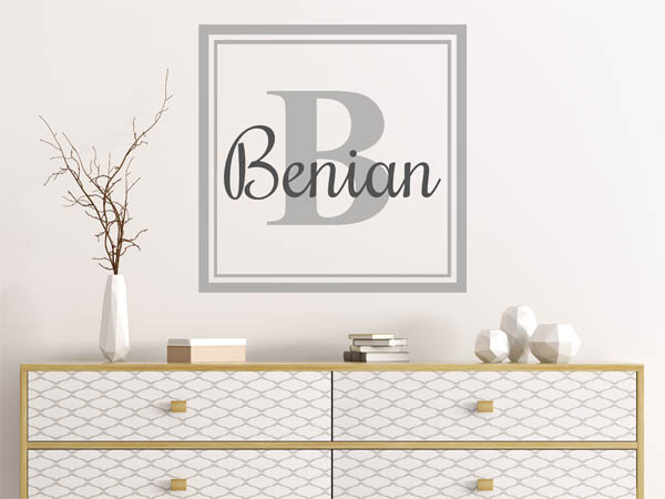 Wandtattoo Benian als eckiges Monogramm