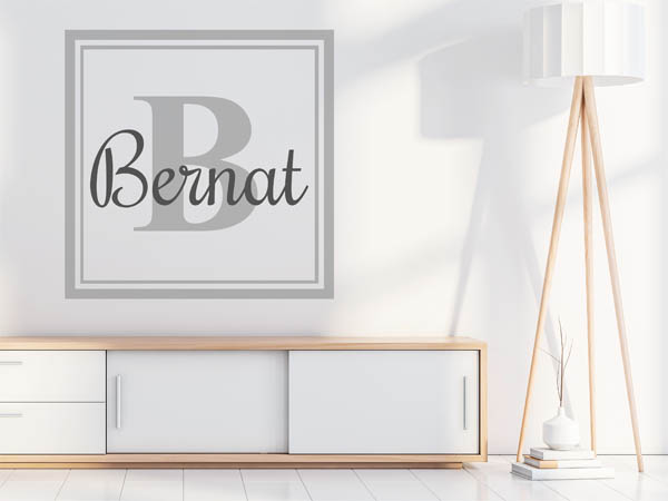 Wandtattoo Bernat als eckiges Monogramm