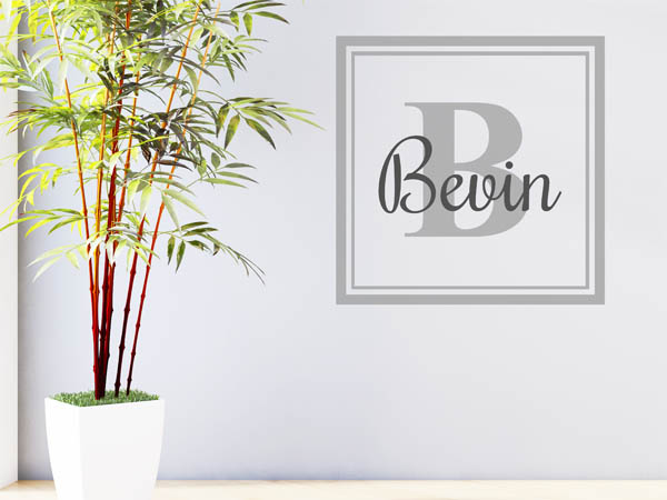 Wandtattoo Bevin als eckiges Monogramm