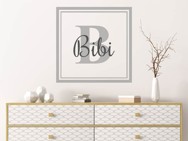 Wandtattoo Bibi als eckiges Monogramm