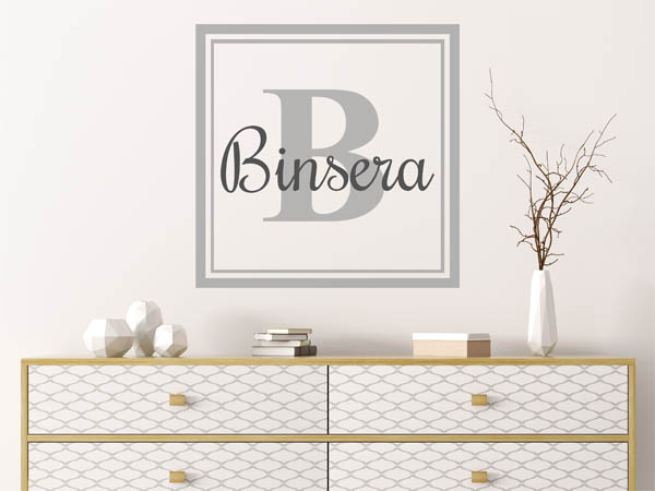 Wandtattoo Binsera als eckiges Monogramm