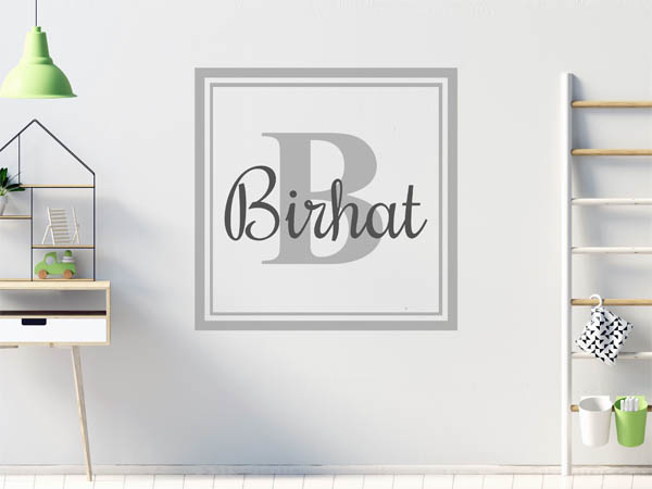 Wandtattoo Birhat als eckiges Monogramm