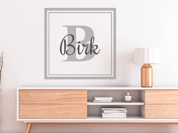 Wandtattoo Birk als eckiges Monogramm