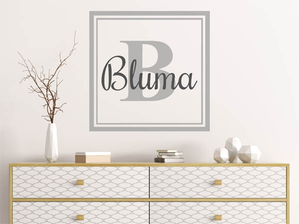 Wandtattoo Bluma als eckiges Monogramm