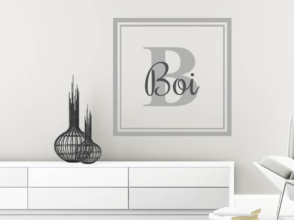 Wandtattoo Boi als eckiges Monogramm