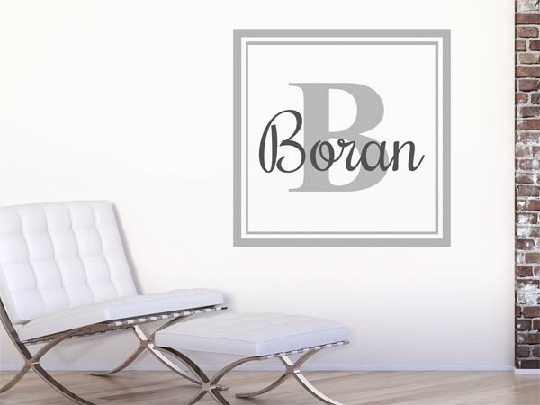 Wandtattoo Boran als eckiges Monogramm