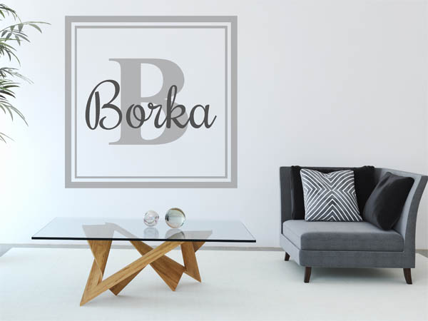 Wandtattoo Borka als eckiges Monogramm