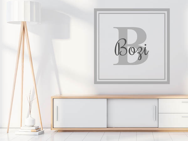 Wandtattoo Bozi als eckiges Monogramm