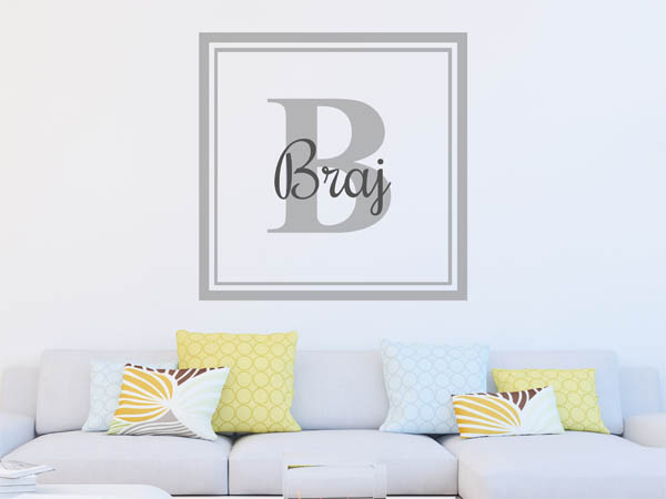 Wandtattoo Braj als eckiges Monogramm