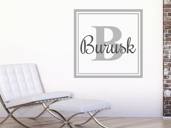 Wandtattoo Burusk als eckiges Monogramm