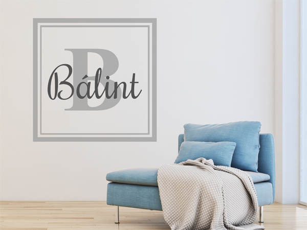 Wandtattoo Bálint als eckiges Monogramm