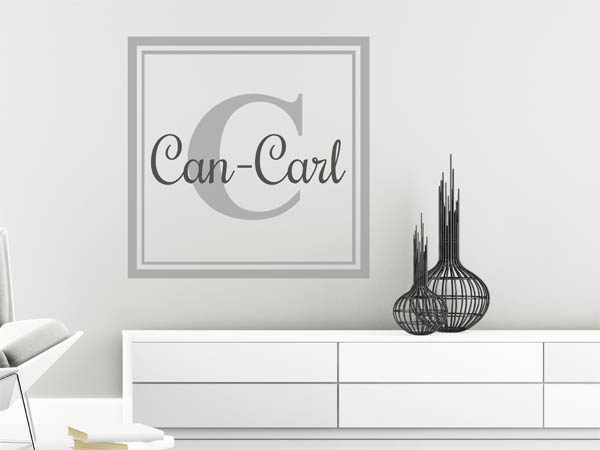 Wandtattoo Can-Carl als eckiges Monogramm