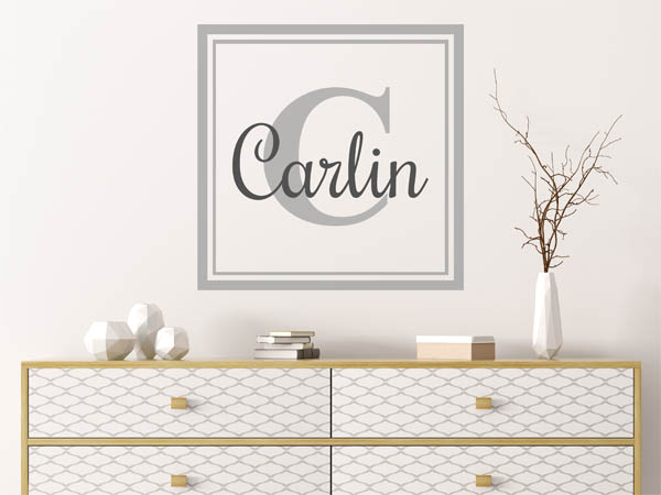 Wandtattoo Carlin als eckiges Monogramm