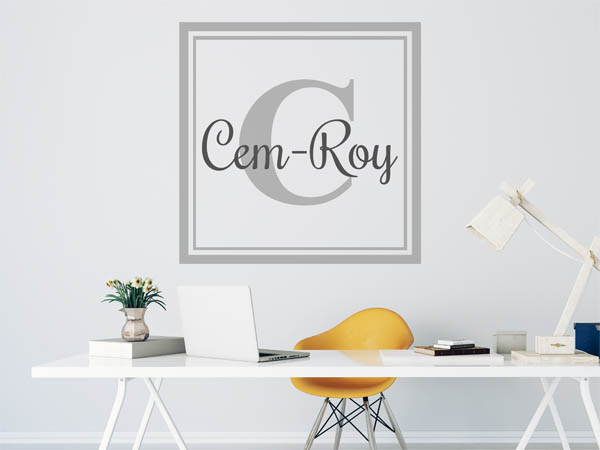 Wandtattoo Cem-Roy als eckiges Monogramm