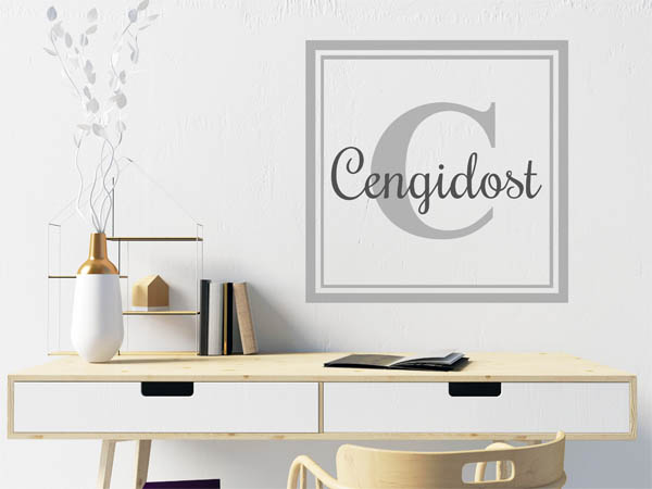 Wandtattoo Cengidost als eckiges Monogramm