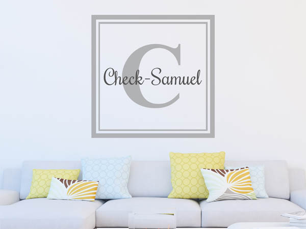 Wandtattoo Check-Samuel als eckiges Monogramm