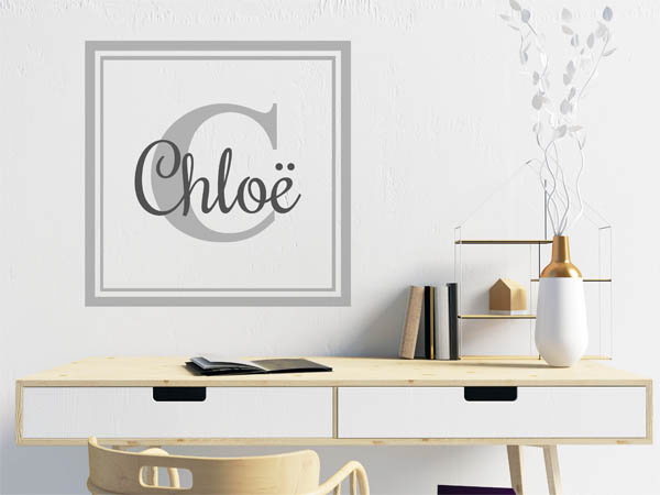 Wandtattoo Chloë als eckiges Monogramm