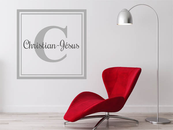Wandtattoo Christian-Jésus als eckiges Monogramm