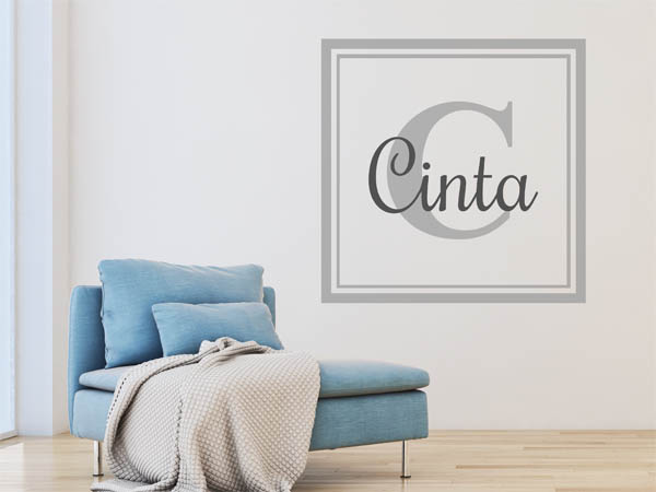 Wandtattoo Cinta als eckiges Monogramm