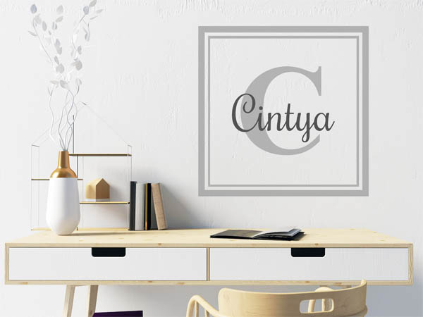 Wandtattoo Cintya als eckiges Monogramm
