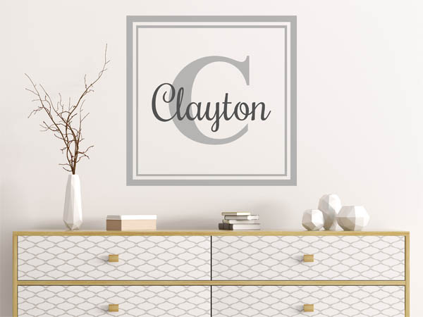Wandtattoo Clayton als eckiges Monogramm