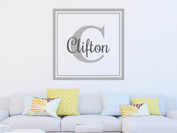 Wandtattoo Clifton als eckiges Monogramm