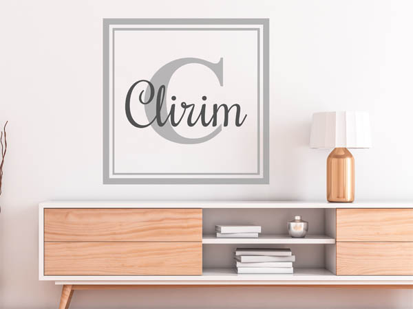 Wandtattoo Clirim als eckiges Monogramm