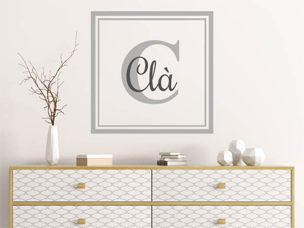 Wandtattoo Clà als eckiges Monogramm