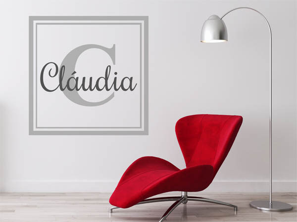 Wandtattoo Cláudia als eckiges Monogramm