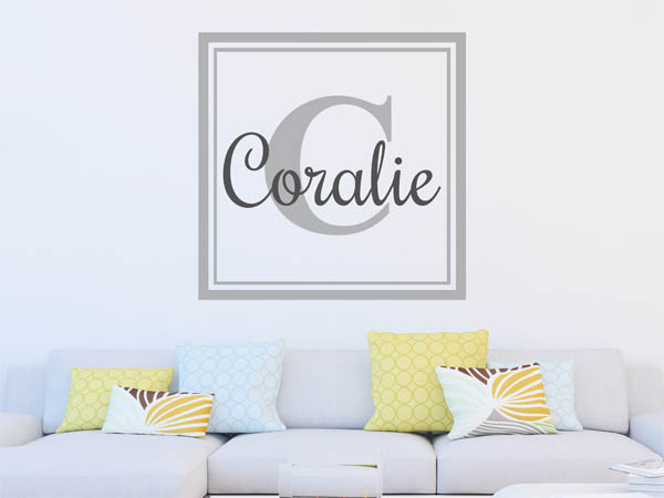 Wandtattoo Coralie als eckiges Monogramm