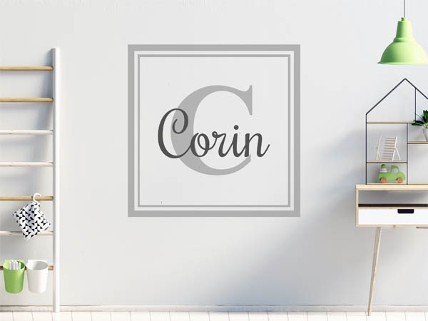 Wandtattoo Corin als eckiges Monogramm