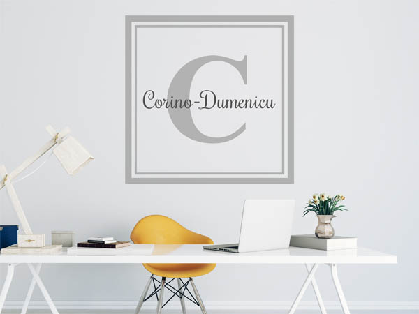 Wandtattoo Corino-Dumenicu als eckiges Monogramm