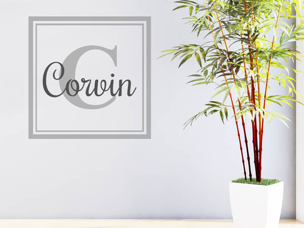 Wandtattoo Corvin als eckiges Monogramm
